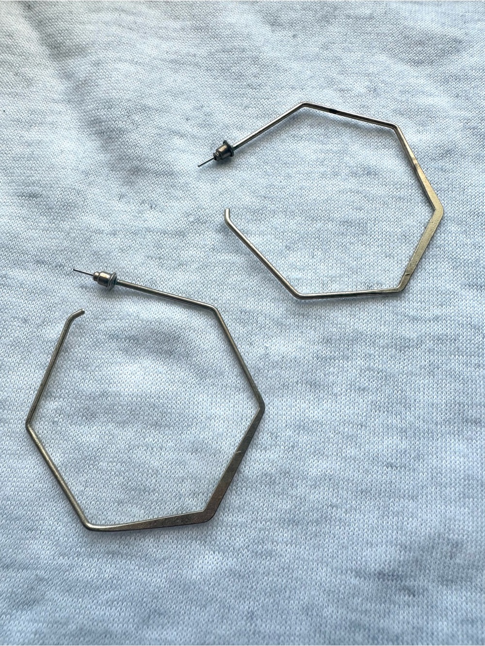 Minimalist Hexagon Hoop Earrings in Gold